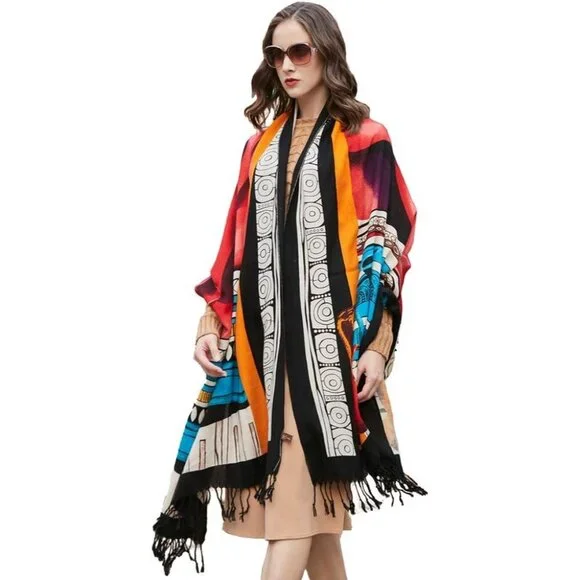 DANA XU 100% Merino Wool Shawl Wrap – Large Winter Pashmina Scarf Poncho - Picture 2 of 8